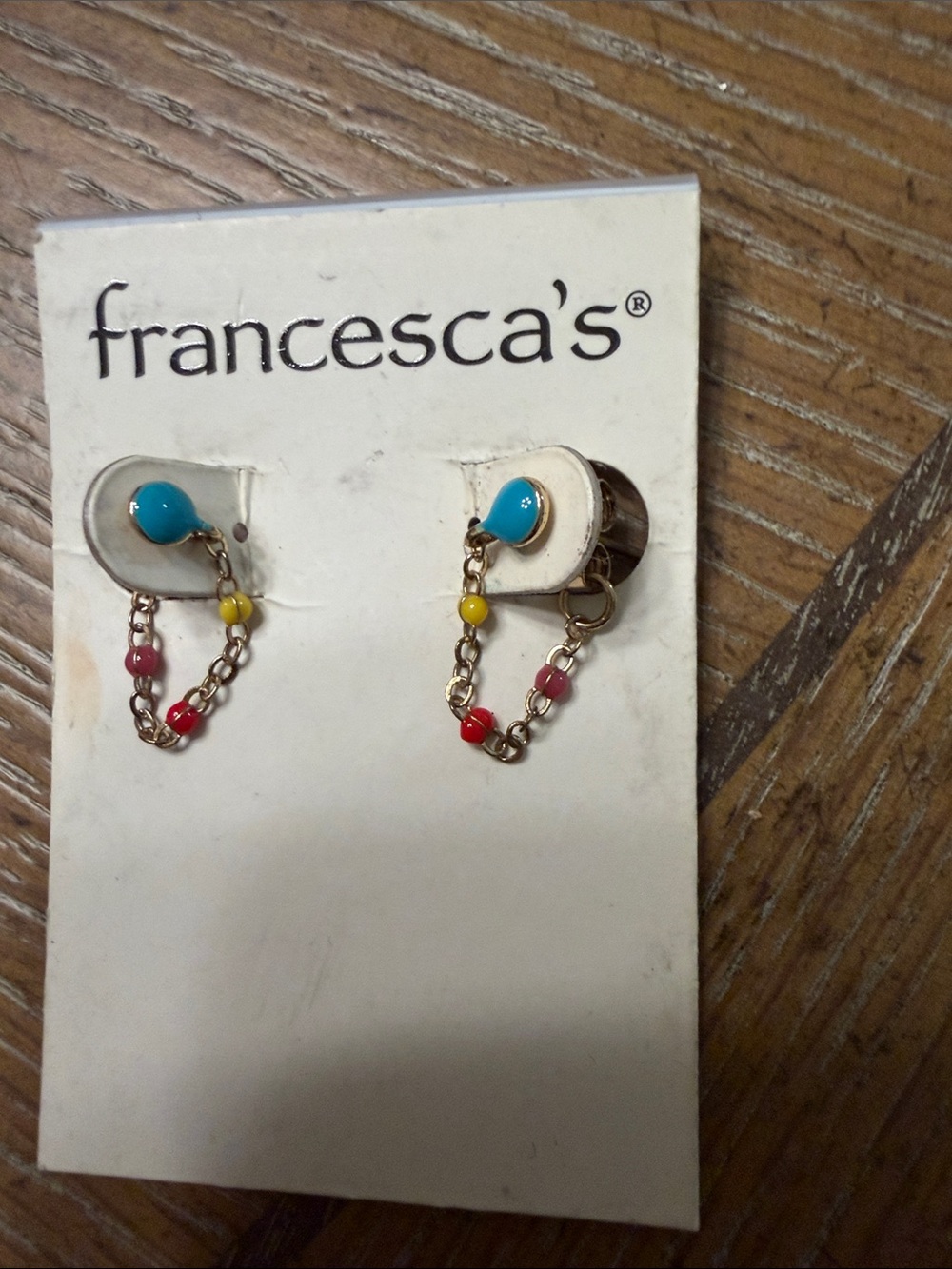 Francesca's Collections Multicolor Bead Chain Drop Earrings - Turquoise Accent